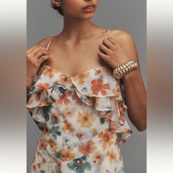 Sleeveless Asymmetric Ruffled Midi Dress XS - Picture 4 of 6